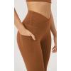 imageODODOS Womens Gathered Cross Waist Yoga Leggings with Pockets 25quot  28quot Crossover Workout Yoga PantsCaramel