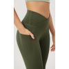 imageODODOS Womens Gathered Cross Waist Yoga Leggings with Pockets 25quot  28quot Crossover Workout Yoga PantsDark Olive
