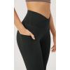 imageODODOS Womens Gathered Cross Waist Yoga Leggings with Pockets 25quot  28quot Crossover Workout Yoga PantsOnyx Black Grey