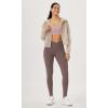imageODODOS Womens Gathered Cross Waist Yoga Leggings with Pockets 25quot  28quot Crossover Workout Yoga PantsPurple Taupe
