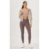 imageODODOS Womens Gathered Cross Waist Yoga Leggings with Pockets 25quot  28quot Crossover Workout Yoga PantsPurple Taupe