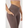 imageODODOS Womens Gathered Cross Waist Yoga Leggings with Pockets 25quot  28quot Crossover Workout Yoga PantsPurple Taupe