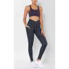 imageODODOS Womens Gathered Cross Waist Yoga Leggings with Pockets 25quot  28quot Crossover Workout Yoga PantsWave Line Charcoal