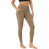 imageODODOS Womens Gathered Cross Waist Yoga Leggings with Pockets 25quot  28quot Crossover Workout Yoga PantsLight Brown
