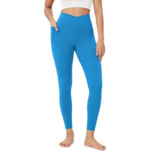 imageODODOS Cloud Feeling Crossover 78 Leggings with Pockets for Women 25quot  28quot V High Wasit Lounge Yoga PantsAzure
