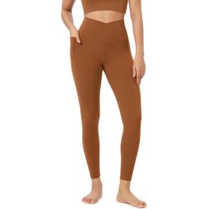 imageODODOS Cloud Feeling Crossover 78 Leggings with Pockets for Women 25quot  28quot V High Wasit Lounge Yoga PantsCaramel
