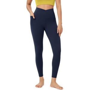 imageODODOS Cloud Feeling Crossover 78 Leggings with Pockets for Women 25quot  28quot V High Wasit Lounge Yoga PantsNavy