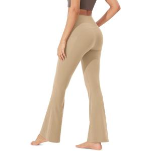 imageODODOS Cloud Feeling Flared Pants with Pocket for Women High Waist Casual Bootcut Yoga Pants 30quot32quot InseamBeige