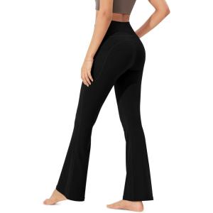 imageODODOS Cloud Feeling Flared Pants with Pocket for Women High Waist Casual Bootcut Yoga Pants 30quot32quot InseamBlack