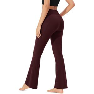 imageODODOS Cloud Feeling Flared Pants with Pocket for Women High Waist Casual Bootcut Yoga Pants 30quot32quot InseamBurgundy