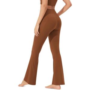 imageODODOS Cloud Feeling Flared Pants with Pocket for Women High Waist Casual Bootcut Yoga Pants 30quot32quot InseamCaramel