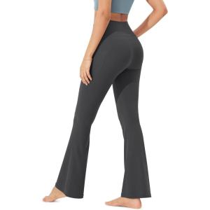 imageODODOS Cloud Feeling Flared Pants with Pocket for Women High Waist Casual Bootcut Yoga Pants 30quot32quot InseamCharcoal