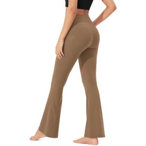 imageODODOS Cloud Feeling Flared Pants with Pocket for Women High Waist Casual Bootcut Yoga Pants 30quot32quot InseamLight Brown