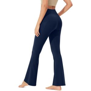 imageODODOS Cloud Feeling Flared Pants with Pocket for Women High Waist Casual Bootcut Yoga Pants 30quot32quot InseamNavy