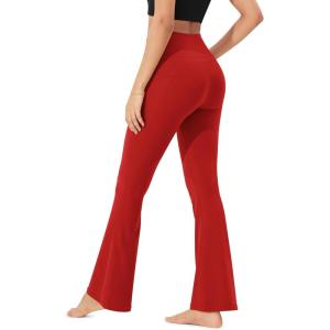 imageODODOS Cloud Feeling Flared Pants with Pocket for Women High Waist Casual Bootcut Yoga Pants 30quot32quot InseamRed