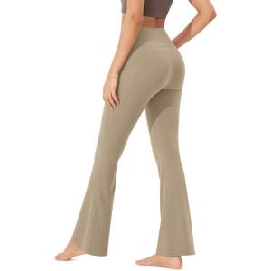 imageODODOS Cloud Feeling Flared Pants with Pocket for Women High Waist Casual Bootcut Yoga Pants 30quot32quot InseamShaker Beige