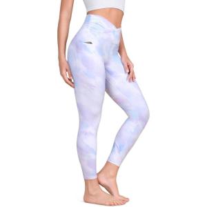 imageODODOS Womens Gathered Cross Waist Yoga Leggings with Pockets 25quot  28quot Crossover Workout Yoga PantsFoggy Purple
