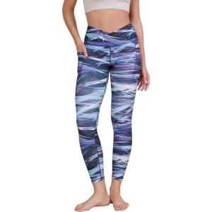 imageODODOS Womens Gathered Cross Waist Yoga Leggings with Pockets 25quot  28quot Crossover Workout Yoga PantsGraphic Purple