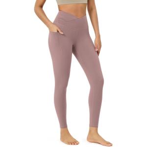 imageODODOS Womens Gathered Cross Waist Yoga Leggings with Pockets 25quot  28quot Crossover Workout Yoga PantsLavender