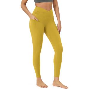 imageODODOS Womens Gathered Cross Waist Yoga Leggings with Pockets 25quot  28quot Crossover Workout Yoga PantsMango Mint