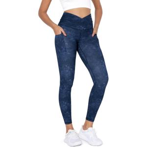 imageODODOS Womens Gathered Cross Waist Yoga Leggings with Pockets 25quot  28quot Crossover Workout Yoga PantsNavy Stone