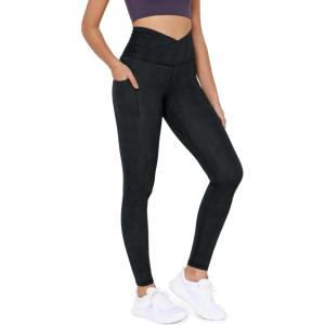 imageODODOS Womens Gathered Cross Waist Yoga Leggings with Pockets 25quot  28quot Crossover Workout Yoga PantsNight Rain