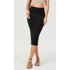 imageODODOS Womens Cloud Feeling Midi Skirt High Waist Back Slit Bodycon SlimFit Pencil SkirtsBlack