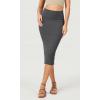 imageODODOS Womens Cloud Feeling Midi Skirt High Waist Back Slit Bodycon SlimFit Pencil SkirtsCharcoal