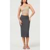 imageODODOS Womens Cloud Feeling Midi Skirt High Waist Back Slit Bodycon SlimFit Pencil SkirtsCharcoal