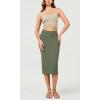imageODODOS Womens Cloud Feeling Midi Skirt High Waist Back Slit Bodycon SlimFit Pencil SkirtsDark Olive