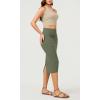 imageODODOS Womens Cloud Feeling Midi Skirt High Waist Back Slit Bodycon SlimFit Pencil SkirtsDark Olive