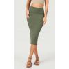 imageODODOS Womens Cloud Feeling Midi Skirt High Waist Back Slit Bodycon SlimFit Pencil SkirtsDark Olive