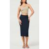 imageODODOS Womens Cloud Feeling Midi Skirt High Waist Back Slit Bodycon SlimFit Pencil SkirtsDeep Navy