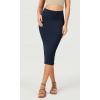 imageODODOS Womens Cloud Feeling Midi Skirt High Waist Back Slit Bodycon SlimFit Pencil SkirtsDeep Navy