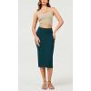 imageODODOS Womens Cloud Feeling Midi Skirt High Waist Back Slit Bodycon SlimFit Pencil SkirtsForest Teal