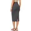imageODODOS Womens Cloud Feeling Midi Skirt High Waist Back Slit Bodycon SlimFit Pencil SkirtsCharcoal