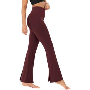 imageODODOS Cloud Feeling SplitHem Flared Pants for Women 29quot 31quot High Waisted Lounge Bootcut Yoga PantsBurgundy