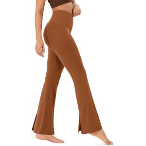 imageODODOS Cloud Feeling SplitHem Flared Pants for Women 29quot 31quot High Waisted Lounge Bootcut Yoga PantsCaramel