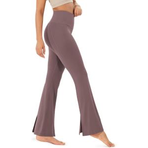 imageODODOS Cloud Feeling SplitHem Flared Pants for Women 29quot 31quot High Waisted Lounge Bootcut Yoga PantsPurple Taupe