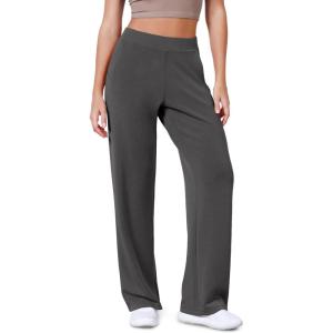 imageODODOS Womens Modal Soft Wide Leg Pants Elastic High Waist Casual Lounge Relaxed Pants with Pockets  27quot 29quot  31quot InseamCharcoal