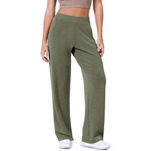 imageODODOS Womens Modal Soft Wide Leg Pants Elastic High Waist Casual Lounge Relaxed Pants with Pockets  27quot 29quot  31quot InseamDark Sage