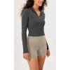 imageODODOS Womens Cloud Feeling Athletic Jacket Full Zip Mock Neck Long Sleeve Lightweight Workout Cropped TopCharcoal