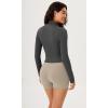 imageODODOS Womens Cloud Feeling Athletic Jacket Full Zip Mock Neck Long Sleeve Lightweight Workout Cropped TopCharcoal