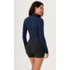 imageODODOS Womens Cloud Feeling Athletic Jacket Full Zip Mock Neck Long Sleeve Lightweight Workout Cropped TopNavy