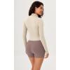 imageODODOS Womens Cloud Feeling Athletic Jacket Full Zip Mock Neck Long Sleeve Lightweight Workout Cropped TopOat Milk