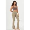 imageODODOS Womens Cloud Feeling Crossover Flared Pants with Back Pocket High Waist Bootcut Lounge Yoga Pants3032quot InseamShaker Beige