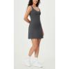 imageODODOS Womens Cloud Feeling Tank Dress with Separate Shorts and Built in Bra U Back Mini Tennis DressCharcoal