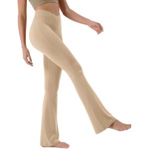 imageODODOS Cloud Feeling Crossover High Waist Flared Pants for Women Bootcut Yoga Pants with Back Pocket3032quot InseamBeige