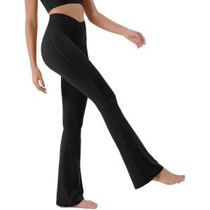 imageODODOS Cloud Feeling Crossover High Waist Flared Pants for Women Bootcut Yoga Pants with Back Pocket3032quot InseamBlack