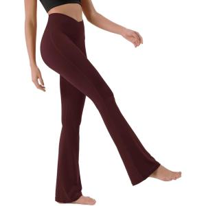 imageODODOS Cloud Feeling Crossover High Waist Flared Pants for Women Bootcut Yoga Pants with Back Pocket3032quot InseamBurgundy